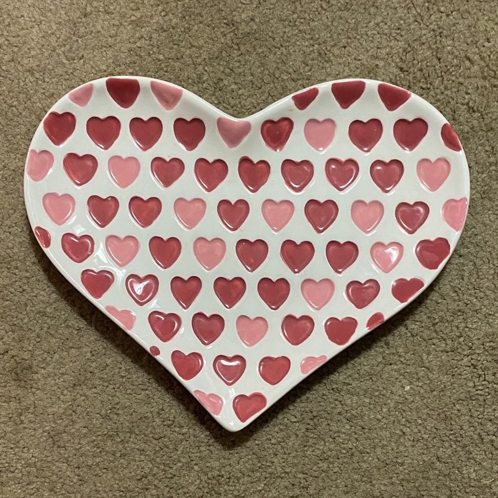 Heart-Shaped Pink and Red Plate